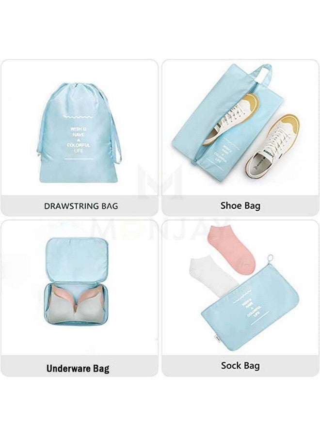 MONJAY 7pcs Set Travel Organizer Packing Cubes Lightweight Travel Luggage Organizers with Laundry Bag or Toiletry Bag Laundry Organiser (7 PCS, Korea Blue), Polyester - Image 5