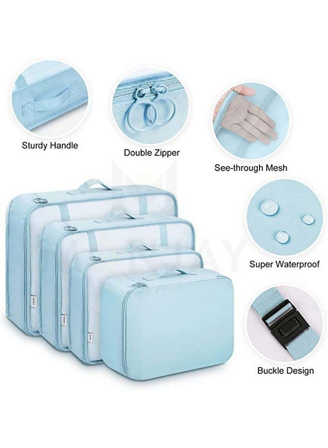 MONJAY 7pcs Set Travel Organizer Packing Cubes Lightweight Travel Luggage Organizers with Laundry Bag or Toiletry Bag Laundry Organiser (7 PCS, Korea Blue), Polyester - Image 3