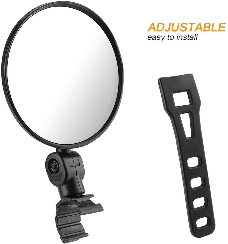 Linist مرآة دراجة، مرايا خلفية آمنة للدراجة، مرآة مقعرة بلاستيكية قابلة للتعديل والترتيب مثبتة على المقود (1 زوج) - Image 2