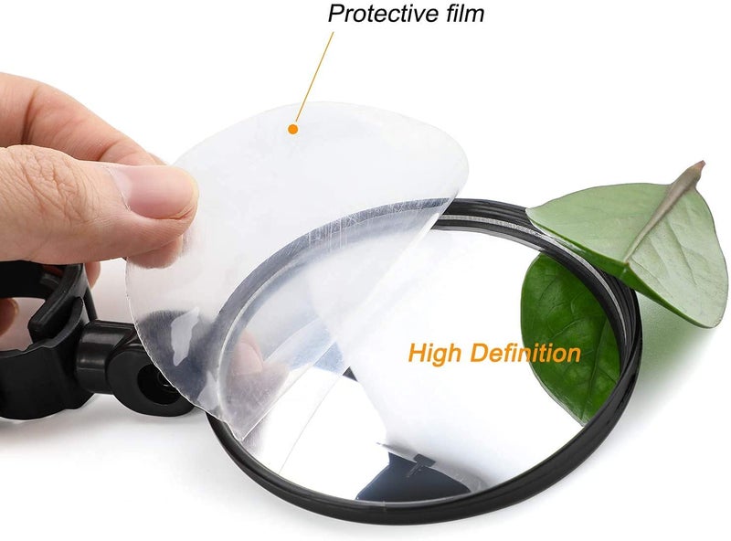 Linist مرآة دراجة، مرايا خلفية آمنة للدراجة، مرآة مقعرة بلاستيكية قابلة للتعديل والترتيب مثبتة على المقود (1 زوج) - Image 3