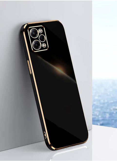 Silicone case for Redmi 12, Plating Xiaomi Redmi 12 Phone Case Shockproof Thin and Soft Cover (Black)