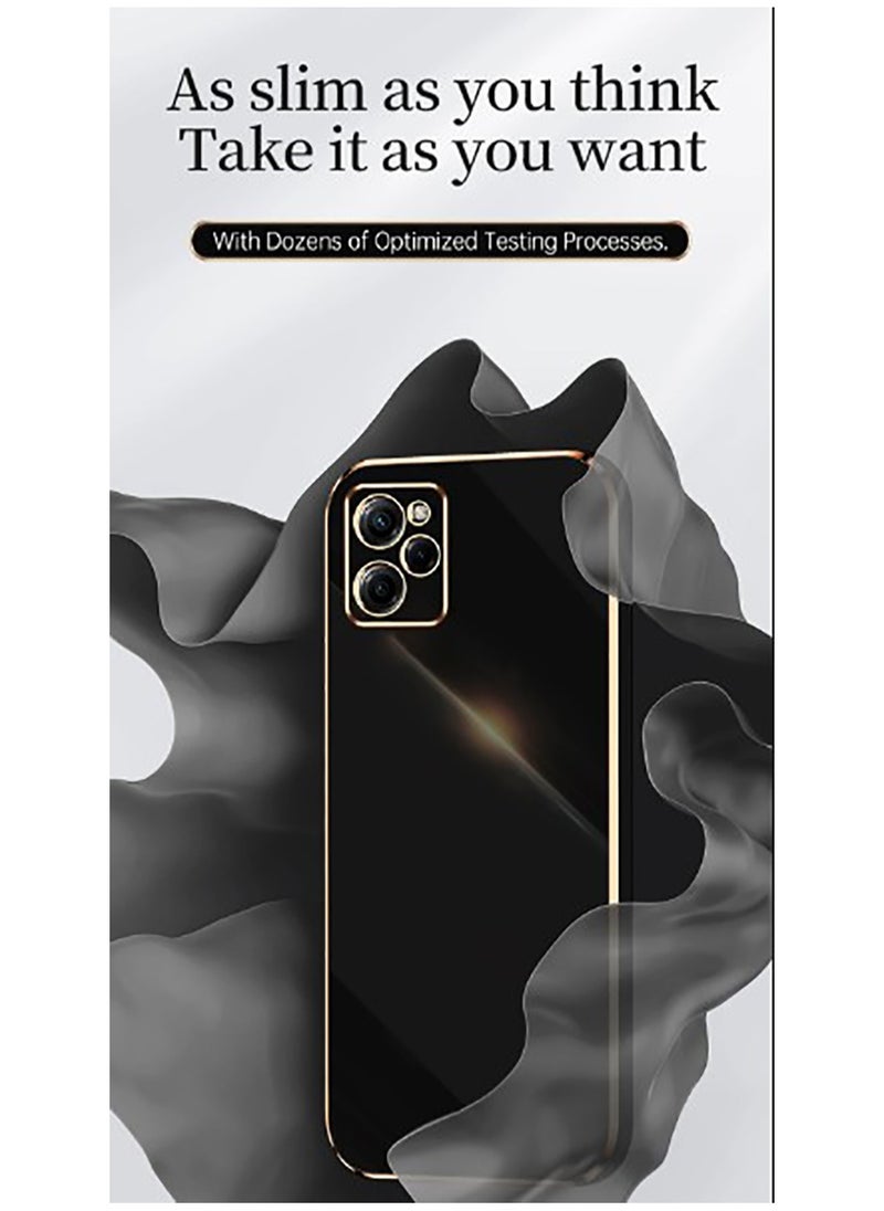 Silicone case for Redmi 12, Plating Xiaomi Redmi 12 Phone Case Shockproof Thin and Soft Cover (Black)