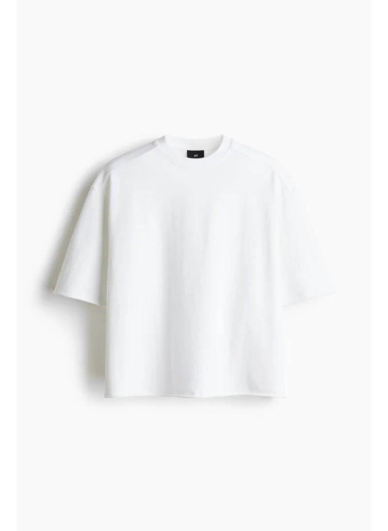 H&M White Light Oversized Fit T-shirt for Men | Best Price UAE