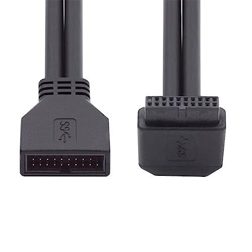 NFHK Up Angled USB 3.0 20Pin 19Pin Male to Female Extension 5Gbps Cable 90 Degree for Motherboard Mainboard - Image 1
