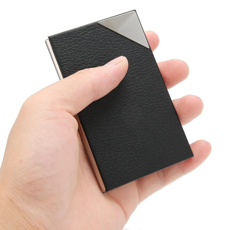Leather Business Card Holder Portable Card Case Easy Open Close Wear Resistant - Image 5