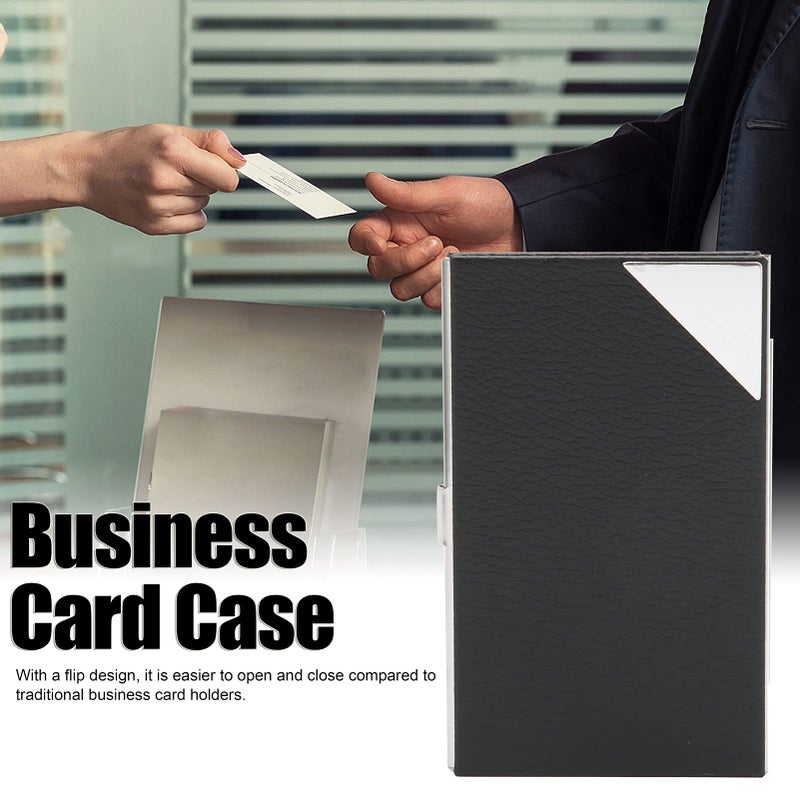 Leather Business Card Holder Portable Card Case Easy Open Close Wear Resistant - Image 3