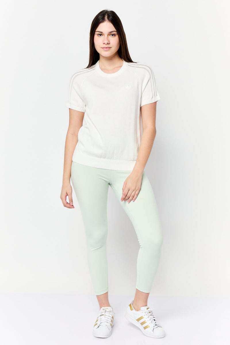 adidas Originals Women Sportswear Fit Short Sleeves Outdoor Knitted Top, White  - Image 2