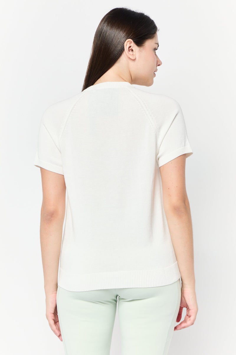 adidas Originals Women Sportswear Fit Short Sleeves Outdoor Knitted Top, White  - Image 4