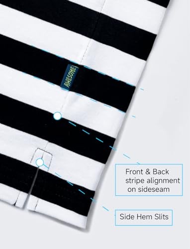 Zengjo Black and White Striped Shirt Men(L,Black&White Wide) - Image 4