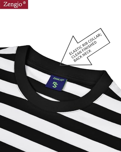 Zengjo Black and White Striped Shirt Men(L,Black&White Wide) - Image 3