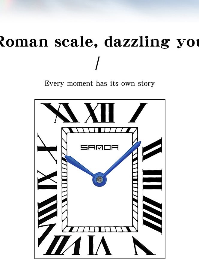 SANDA Men Quartz Watch Waterproof Casual Fashion Men Quartz Watches Wear Resistant Stainless steel Strap Square Dial Design Business Wristwatch Male - Image 3