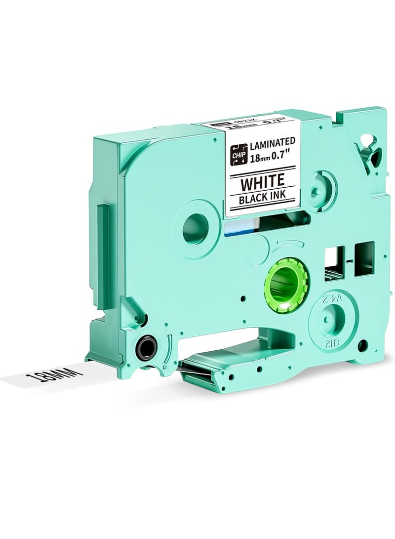AIMO 4B21Z Black on White 18mm Label Tape compatible with the D480BT PRO  - Image 1