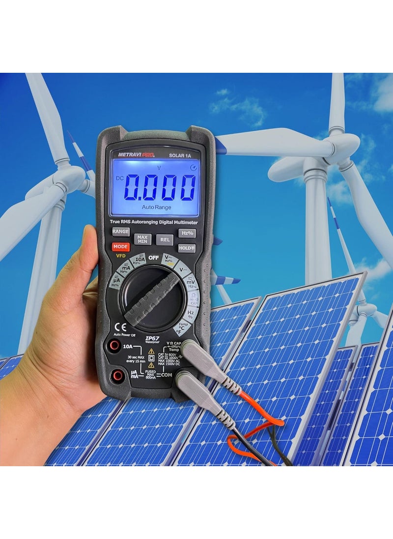 METRAVI Metravi Pro Solar1A Industrial Multimeter for upto 1500 VDC with TRMS 6000 counts VFD IP67 ideal for Solar and PV  - Image 3