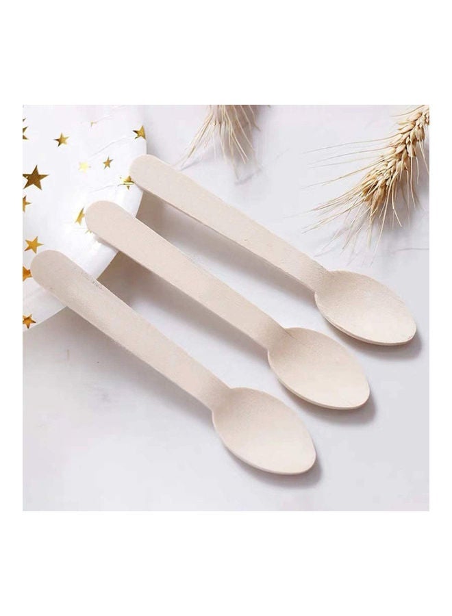 SNH 50-Pieces Disposable Wooden Spoon Beige 18grams - Image 5