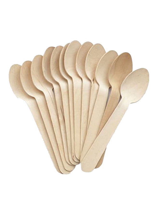 SNH 50-Pieces Disposable Wooden Spoon Beige 18grams - Image 1