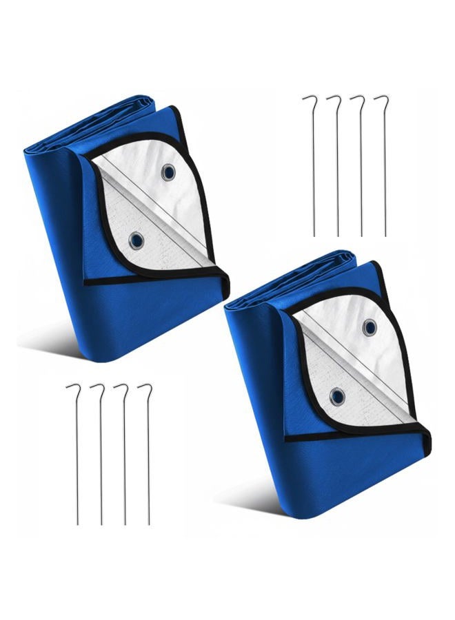 Kingdder 2 Pcs Heavy Duty Emergency Blankets for Survival 60 x 82 Inches Insulated Blanket Tarp Thermal Tent Camping Tarp Infrared Blocked Cover for Rescue Camping Hiking(Blue) - Image 1