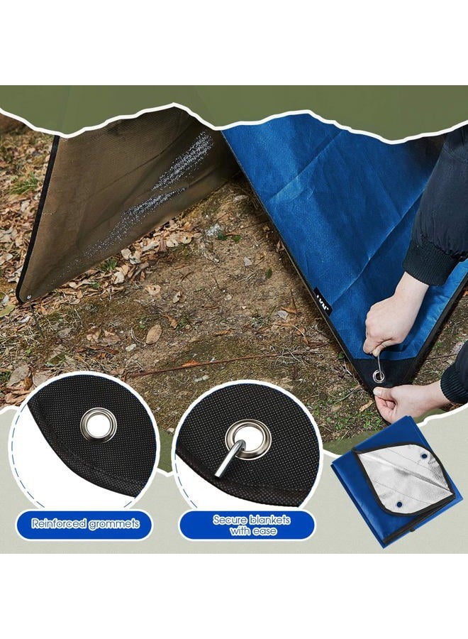 Kingdder 2 Pcs Heavy Duty Emergency Blankets for Survival 60 x 82 Inches Insulated Blanket Tarp Thermal Tent Camping Tarp Infrared Blocked Cover for Rescue Camping Hiking(Blue) - Image 4