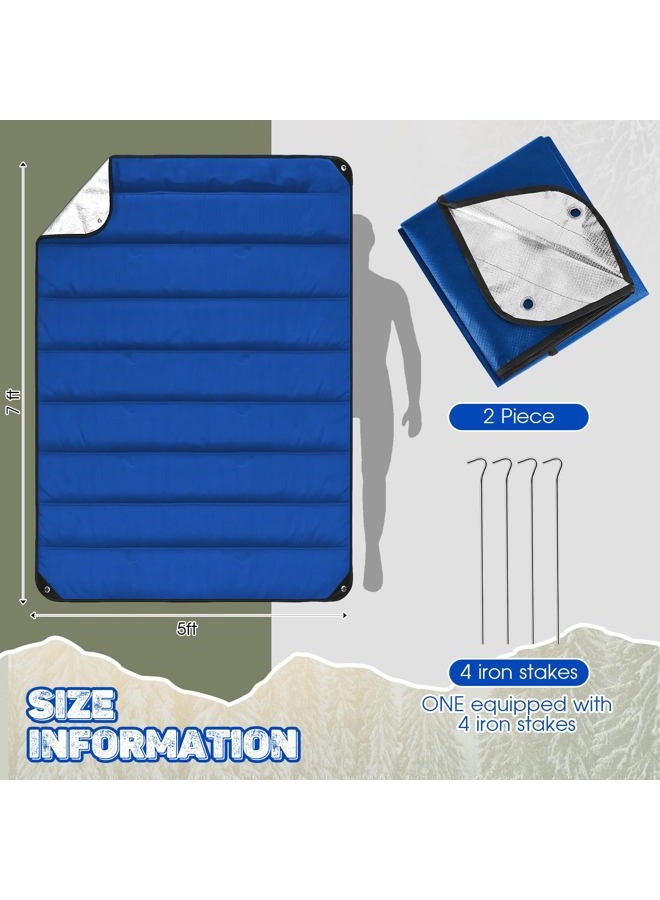 Kingdder 2 Pcs Heavy Duty Emergency Blankets for Survival 60 x 82 Inches Insulated Blanket Tarp Thermal Tent Camping Tarp Infrared Blocked Cover for Rescue Camping Hiking(Blue) - Image 3