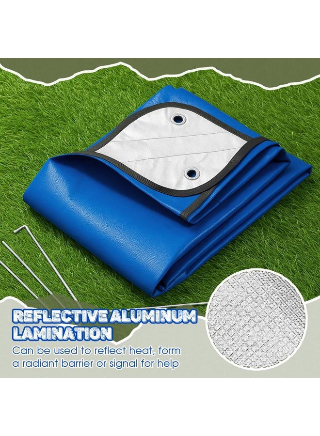 Kingdder 2 Pcs Heavy Duty Emergency Blankets for Survival 60 x 82 Inches Insulated Blanket Tarp Thermal Tent Camping Tarp Infrared Blocked Cover for Rescue Camping Hiking(Blue) - Image 2