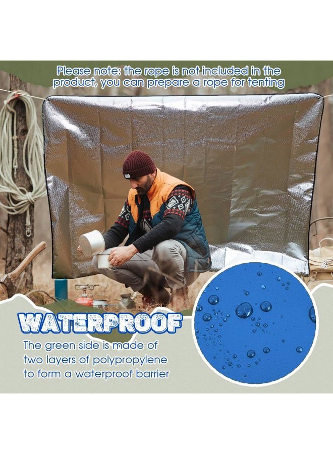 Kingdder 2 Pcs Heavy Duty Emergency Blankets for Survival 60 x 82 Inches Insulated Blanket Tarp Thermal Tent Camping Tarp Infrared Blocked Cover for Rescue Camping Hiking(Blue) - Image 5