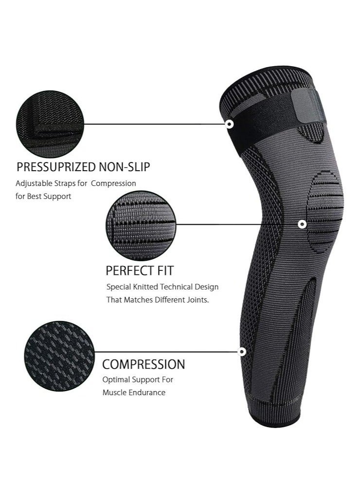 Tanyaz Full Leg Compression Sleeves anti Sliping Ventilation Long Knee Support with Wraps for Men and Women Long Knee Compression Sleeve - Image 4