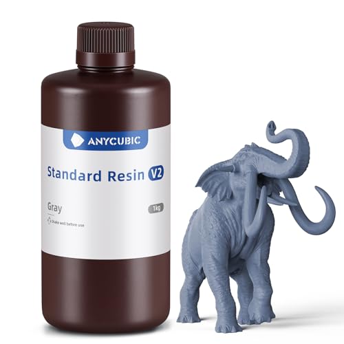 ANYCUBIC 3D Printer Resin, Upgraded 8K Standard Resin V2, Enhanced Toughness and Strength, Lower-Odor, High Precision 3D Printing Resin for All LCD Resin 3D Printers (Grey, 1kg) - Image 1