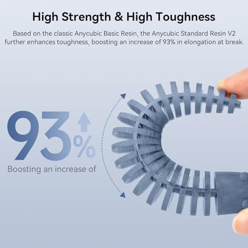 ANYCUBIC 3D Printer Resin, Upgraded 8K Standard Resin V2, Enhanced Toughness and Strength, Lower-Odor, High Precision 3D Printing Resin for All LCD Resin 3D Printers (Grey, 1kg) - Image 2