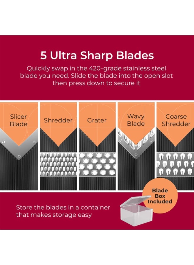 Mueller Austria Mandoline Slicer for Kitchen, Adjustable Vegetable Chopper, Fruit, Cheese Grater, Potato Chips Slicer - Black - Image 2