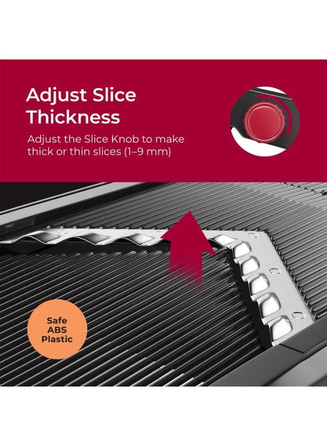 Mueller Austria Mandoline Slicer for Kitchen, Adjustable Vegetable Chopper, Fruit, Cheese Grater, Potato Chips Slicer - Black - Image 5