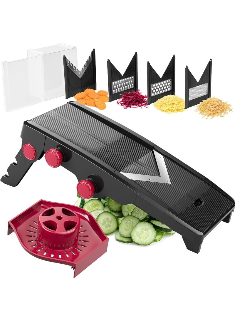 Mueller Austria Mandoline Slicer for Kitchen, Adjustable Vegetable Chopper, Fruit, Cheese Grater, Potato Chips Slicer - Black - Image 1