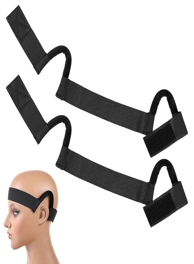 Elegaperma 2 Pcs Wig Band with Ear Cut Outs, Wig Bands, Lace Bands For Wigs Black Velvet Adjustable Wig Melting Band, Lace Band with Ear Cut Outs Comfort Fit for all Wigs - Image 1