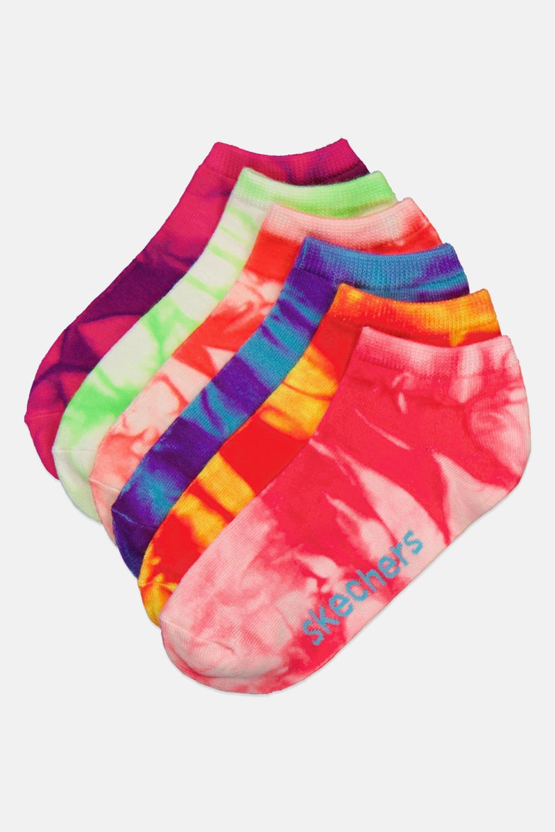 SKECHERS Kids Girl 6 Pairs Brand Logo Low Cut Socks, Multicolor - Image 1