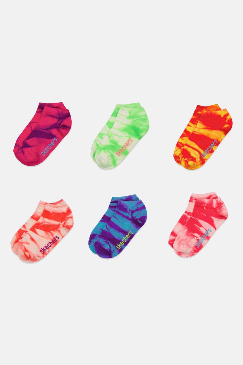SKECHERS Kids Girl 6 Pairs Brand Logo Low Cut Socks, Multicolor - Image 3