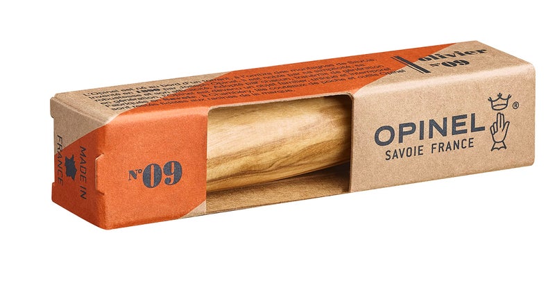 Opinel Pocket Knife No. 09 with Olive Wood Handle and 12C27 Steel, Olive - Image 2