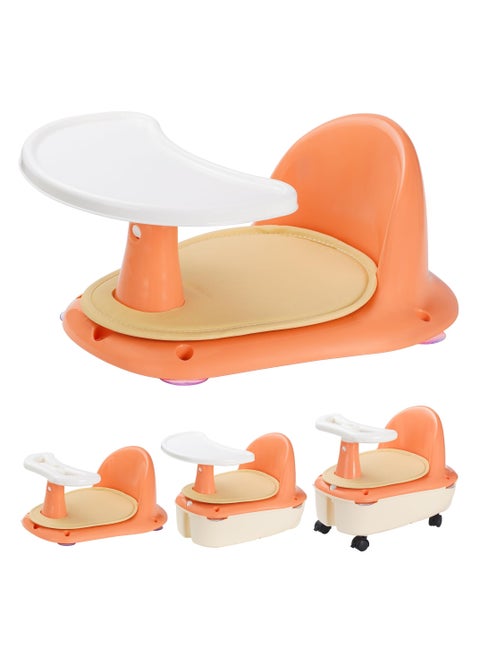 Multifunctional 3-in-1 Children's Baby Dining Chair Bathing Safety Bathtub Seat Toddler Shower Chair  Sliding Car with Storage Function