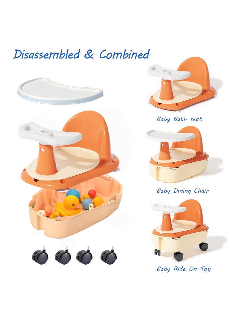 Multifunctional 3-in-1 Children's Baby Dining Chair Bathing Safety Bathtub Seat Toddler Shower Chair  Sliding Car with Storage Function