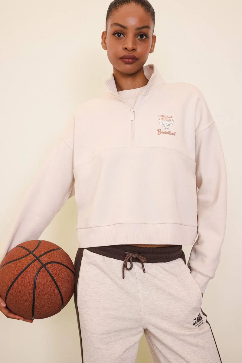 DeFacto DeFactoFit NBA Chicago Bulls Half Zip Sweatshirt