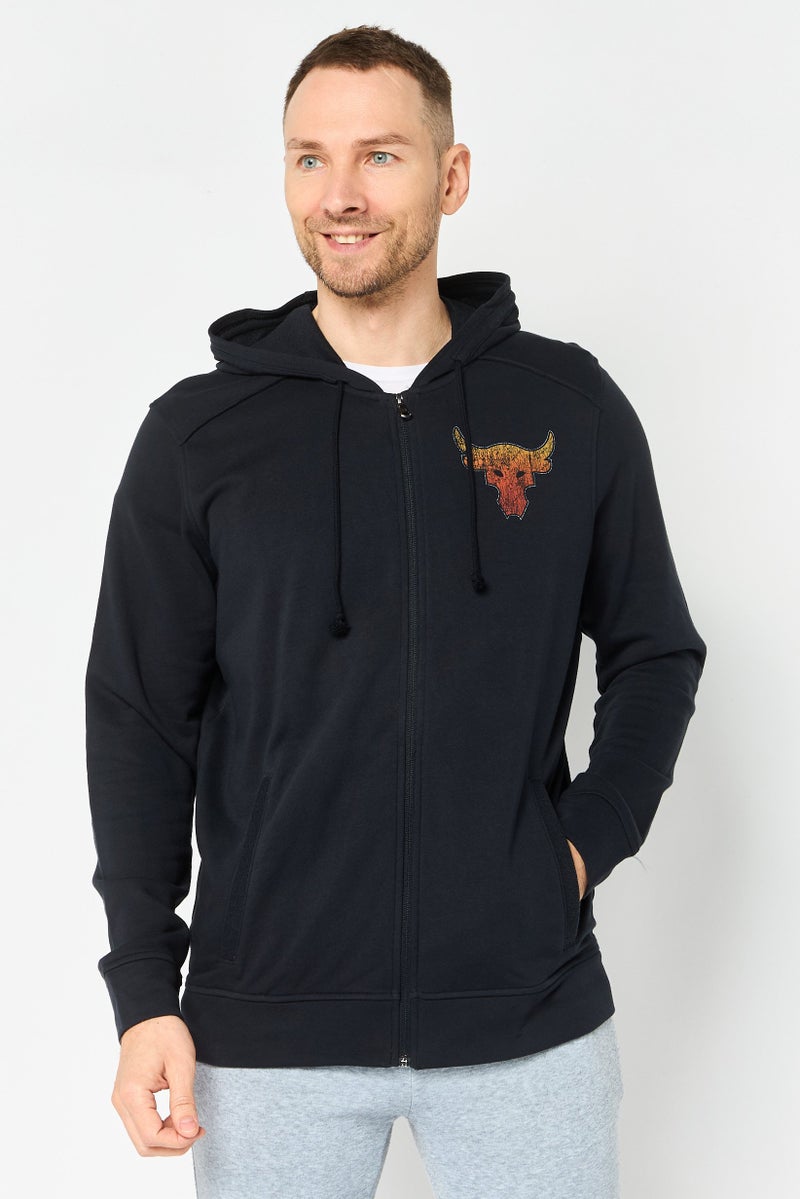 UNDER ARMOUR Project Rock x Under Armour Men Loose Fit Long Sleeve Hoodie, Black - Image 1