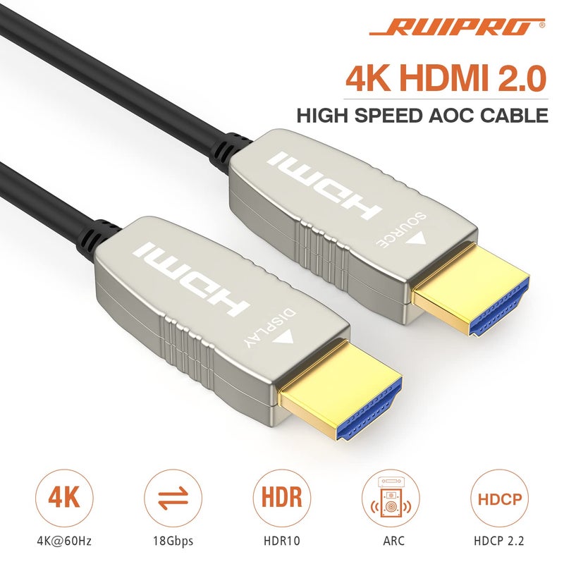 RUIPRO 4K HDMI Fiber Optic Cable 20 Feet 18Gbps 4K@60Hz ARC HDR10 Ultra Slim Flexible HDMI 2.0b Cable - Image 2