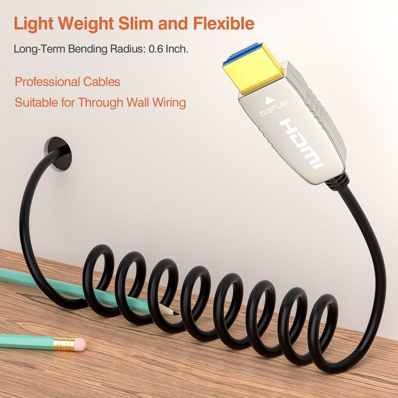 RUIPRO 4K HDMI Fiber Optic Cable 20 Feet 18Gbps 4K@60Hz ARC HDR10 Ultra Slim Flexible HDMI 2.0b Cable - Image 5