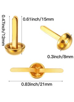 Hotop 500 Pcs Paper Brass Fasteners Brass Brads Round Fasteners For Craft Art Crafting School Diy Supplies(0.3 X 0.6 Inch Golden)  - Image 2
