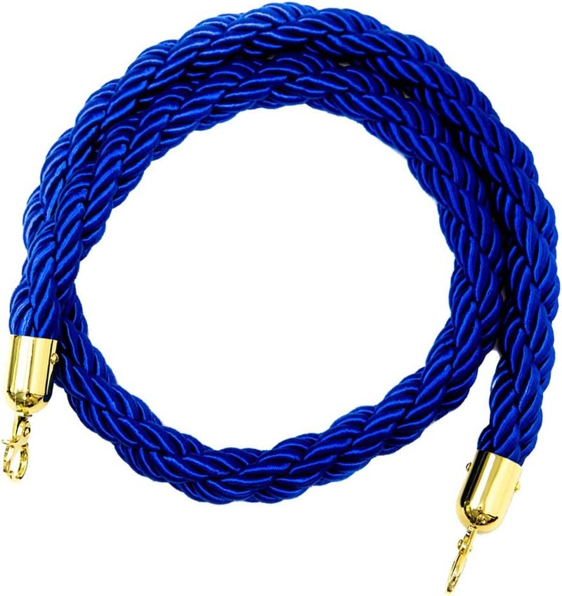 klarakoBarrier Rope Crowd Control Stanchion Queue Rope with Hooks, 5ft/7ft/10ft, 6 Colors Available klarakoBlue, 2m - Image 1