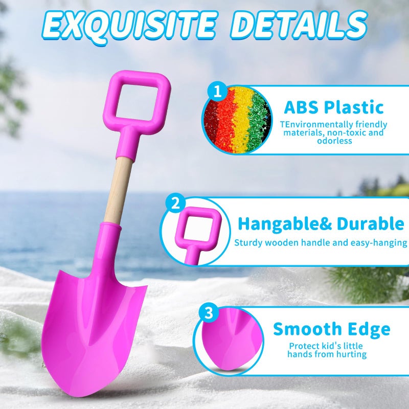 Amarlozn 16" Beach Sand Shovels Toys for Kids, Jumbo Gardening Tool Kits, Sturdy Long Wooden Spade for Sand Snow Digging, ABS Plastic Scoops Gift for Summer Winter Camping Backyard Planting ( Avocado 3PCS ) - Image 4