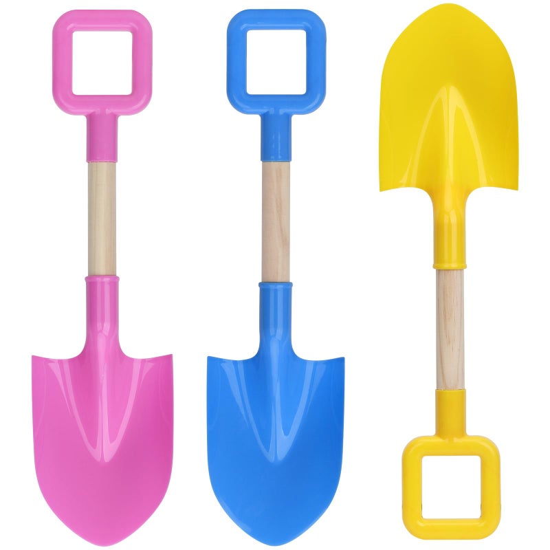 Amarlozn 16" Beach Sand Shovels Toys for Kids, Jumbo Gardening Tool Kits, Sturdy Long Wooden Spade for Sand Snow Digging, ABS Plastic Scoops Gift for Summer Winter Camping Backyard Planting ( Avocado 3PCS ) - Image 1