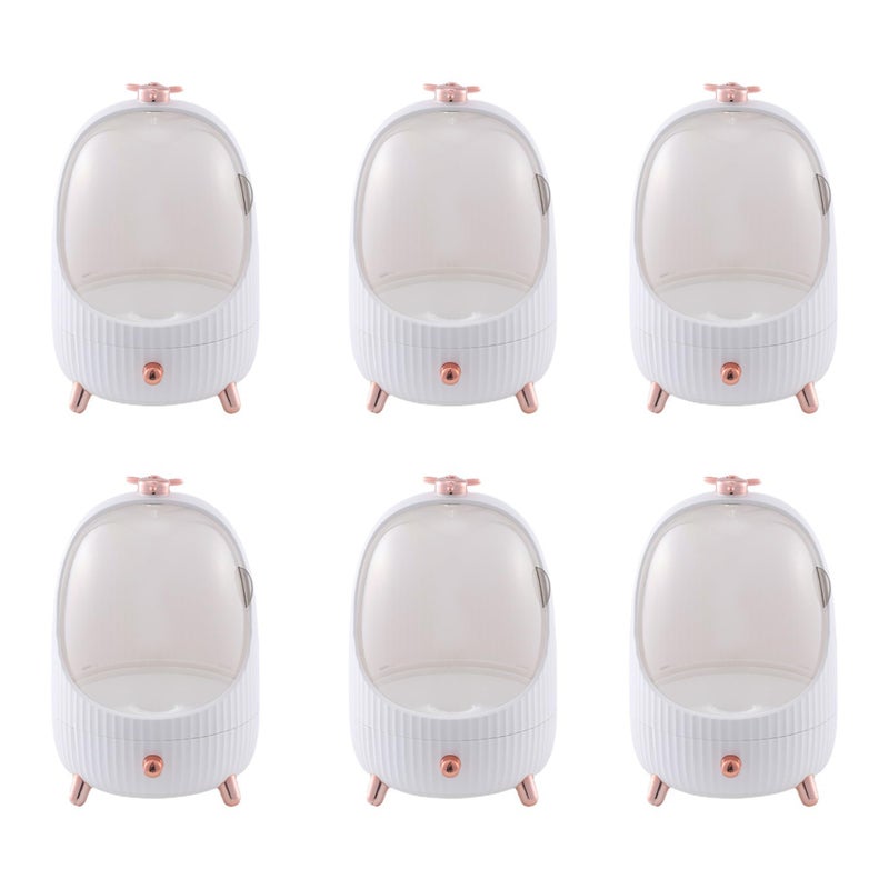Kuber Industries Kuber Industries Pack of 6 Household Cosmetic Storage Organizer | Cute Modern Look | Plastic Storage Box for Brushes, Lotions, Lipstick, Nail Polish | 1029WH | White  - Image 1