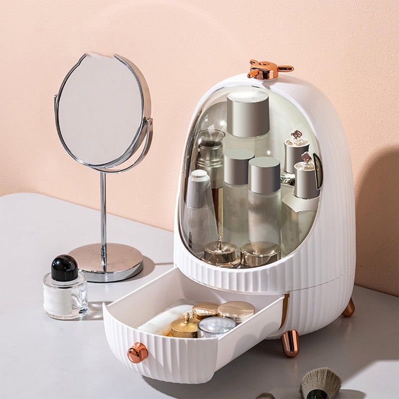Kuber Industries Kuber Industries Pack of 6 Household Cosmetic Storage Organizer | Cute Modern Look | Plastic Storage Box for Brushes, Lotions, Lipstick, Nail Polish | 1029WH | White  - Image 4