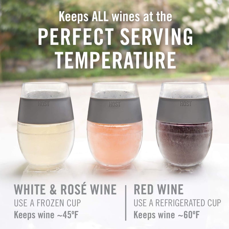 HOST Wine Freeze Cooling Cup, Plastic Double Wall Insulated Freezable Drink Chilling Tumbler with Freezing Gel Wine Glasses for Red and White Wine, Set of 1, 8.5 oz, Ice - Image 2