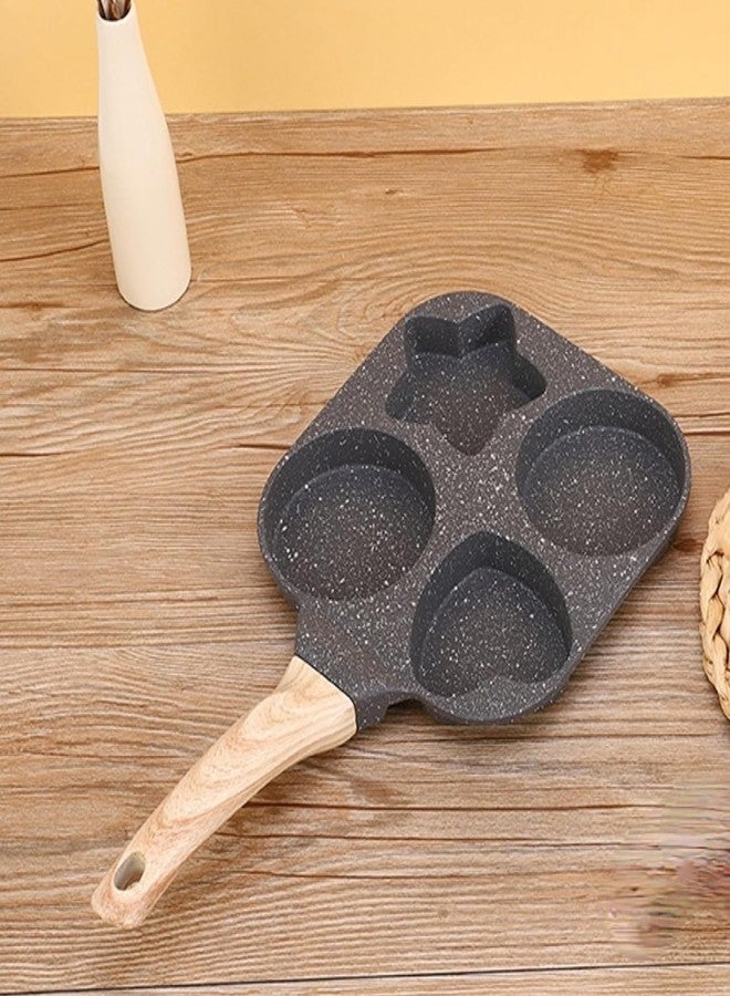 Lampostick Non Stick Egg Frying pan with Detachable Wooden Handle,Multi Purpose Frying pan for Omelet uttapam idli Burger Poached Egg Kitchen Breakfast (Egg pan 4 Hole Diffrant) - Image 1