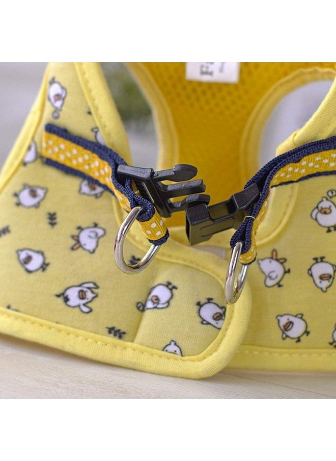 Stock Show Stock Show Small Pet Summer Spring Cute Cartoon Harness Vest and Matching Polka Dots Lead Leash Set Breathable Soft Mesh Padded Adjustable Chest Strap Hareness for Puppy Kitten Small Animal, Yellow  - Image 2