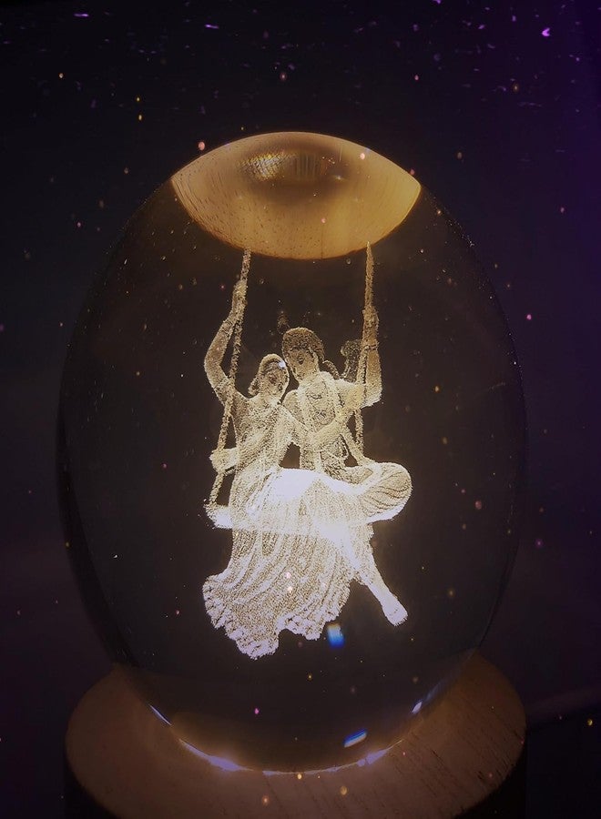 MATSON 3D Radha Krishn Swing Crystal Ball Lamp with Wooden Base: Perfect Bedroom Decorative Light for Friends, Family, and Men - Image 2